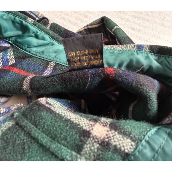 Eddie Bauer Mens Small Flannel Plaid Shirt Green Button Up Wool Blend Pockets - Picture 4 of 9